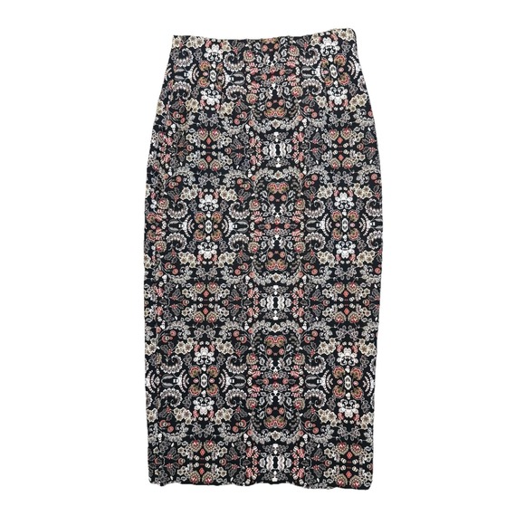 Zara Floral Bodycon Midi Skirt Womens Small Dark Feminine Classic Preppy Work - Picture 1 of 11